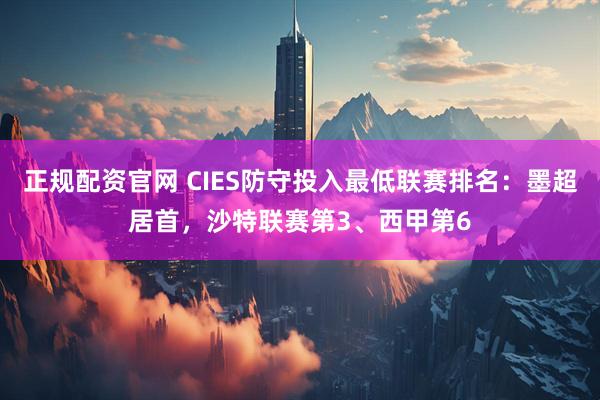 正规配资官网 CIES防守投入最低联赛排名：墨超居首，沙特联赛第3、西甲第6